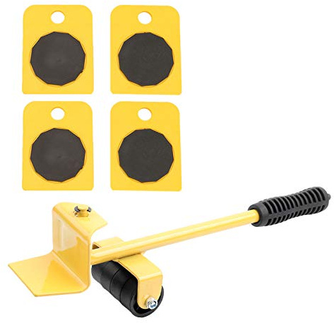 Set de Transport Meubles, Capacité 150KG, Jaune, Plaque et Lève - Objets Compact - Déplacement Facilité, roulettes Fluides, Usage Domestique