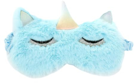 Schlafmaske Blau aus Gewebe, Leichte Augenbinde zum Schlafen | Nickerchen und Ruhephasen, Druckfrei für Augen, Atmungsaktives Material
