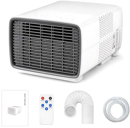 Aire Acondicionado Portátil 2700 BTU, 280W Bajo Consumo, 3 en 1 Enfriador, Deshumidificador y Ventilador con Compresor DC, Silencioso, Control Remoto para Camping y Caravana