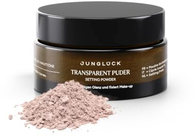 JUNGLÜCK Transparent Puder Gesicht – mattiert & fixiert Make-up | Natürliches Puder ohne staubigem Look fixiert Make-Up ohne auszutrocknen - Farbton Rose - Vegan