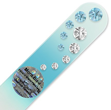Mont Bleu Handgefertigte Glasnagelfeile von Hand dekoriert mit crystals from Swarovski - Klein und handlich, Tschechische Kristallnagelfeile, Echtem gehärteten Glas aus Tschechien