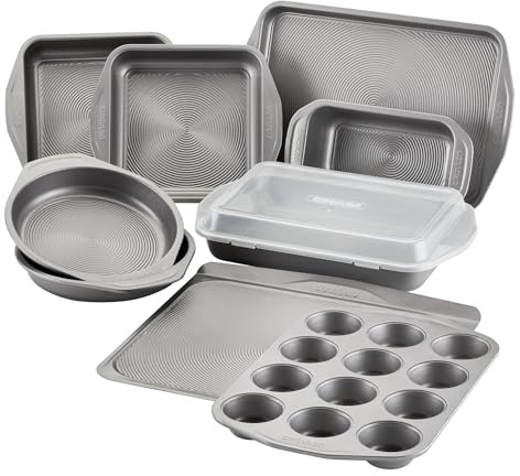 Circulon Total Nonstick Bakeware Set, Metal Baking Pans Set, 10-Piece, Gray