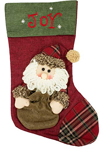 Trachtenland XL Nikolaus Stiefel Weihnachtsstrumpf zum Befüllen 45 cm - 3D Weihnachtsmann Joy