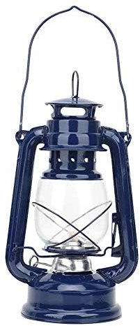 Blizzard Hurricane Oil Lamp Kerosene Lantern Iron Burning Lamp for Vintage Home Decoration Lighting (Blue)