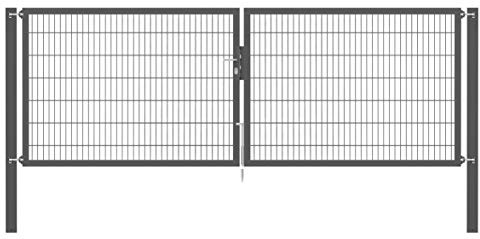 Alberts 637255 Doppeltor Flexo Plus mit Zubehör | verschiedene Breiten und Höhen | Pfostenstärke 100 x 100 mm | anthrazit | Breite 400 cm | Höhe 140 cm
