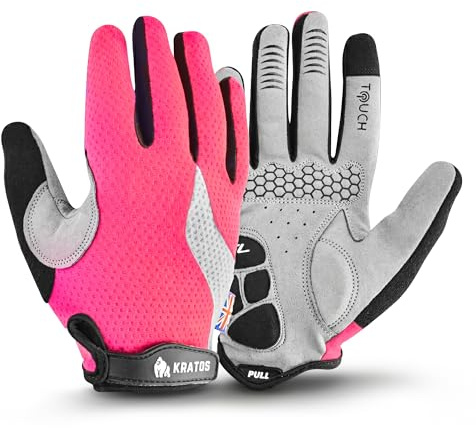Kratos Cycling Gloves for Men and Women, Shock Absorbing Gel Padded Mountain Bike Gloves - Anti Slip & Breathable MTB Gloves with Adjustable Hook and Loop Fastening