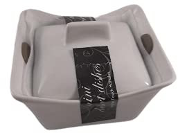 Lot de mini bols de cuisine. Lot de 4 petits sachets pour four, dessert, apéritif en céramique blanche - 11 x 6 x 8 cm