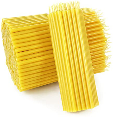 NKlaus - candele sottili di cera gialla - altezza 12,5cm - candele rituali per altare - qualità da chiesa (350pz - ca. 990g) 36260