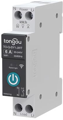 TONGOU Commutateur intelligent WiFi 1P+N DIY - Interrupteur WiFi 6 A - Application iOS Android - Télécommande TUYA/Smart Life - Pour maison intelligente - Avec mètre - Commande vocale