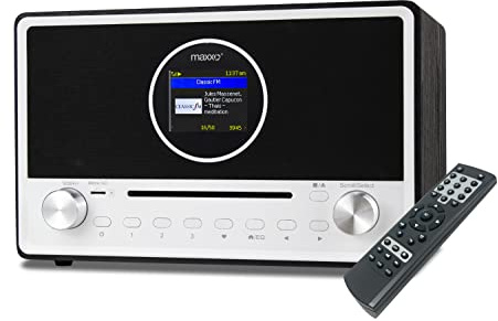Maxxo CD03 DAB DAB+ und UKW InternetRadio CD-Player Radio WiFi Bluetooth USB DLNA 2,8 TFT-Farbdisplay Kopfhörer/Aux/Line-Ausgang 3,5-mm-Klinke, 2 x 20 W RMS-Leistung