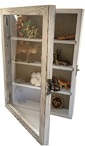 WANLIAN Shadow Box Rahmen Acryl, 27,9 x 35,6 cm, Holz-Schattenbox, Vitrine mit 3 abnehmbaren Ablagen Leinenrückseite, Wandmontage, tiefer Display-Box, Bilderrahmen für Fotos, Erinnerungsstücke (weiß)
