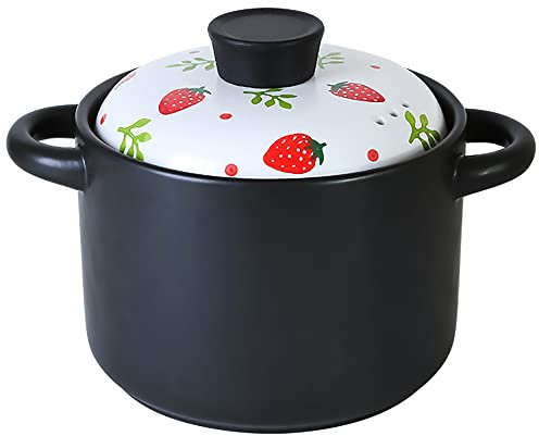 TANFEI Clay Pot For Cooking Terracotta Stew Pot Clay Casserole Pot With Lid, Casserole Ceramic Soup Pot Milk Pot Tagine Pot (3.5L Pot)