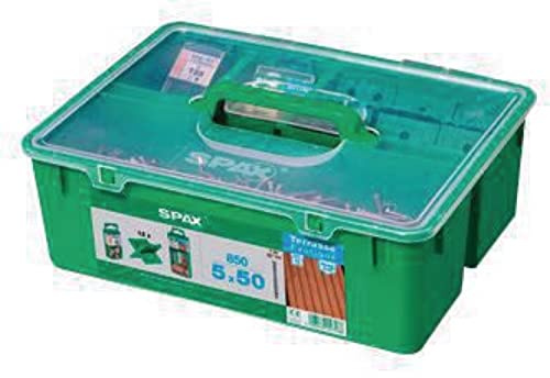SPAX Terrassenset, Nadelholz, 850 Schrauben, 4,5 x 60 mm, A2 + Abstandshalter + 5 Bits, 500009020009