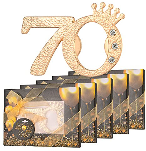 KaGrbves 50 paquetes de 70 abrebotellas para regalos de fiesta de 70 cumpleaños, regalos o recuerdos para invitados, 70 aniversario de boda, fiesta, decoración temática dorada y negra (70)