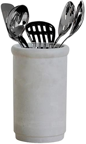 Olly & Rose Portautensili in ceramica temprato, 18 cm, porta utensili da cucina e bagno (grigio chiaro)