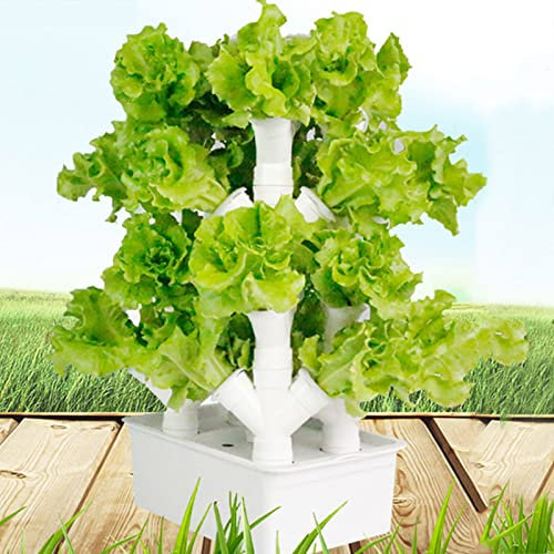 BEESOM Vertical Hydroponic Tower, Vegetable Plant Tower, PVC Pipe Hydroponic Kit, Aquaponics Growing System for Leafy Vegetables, Garden, Grow Lettuce And Fruits,32Holes