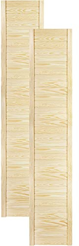 DecoMeister Lamellentüren Holz 2er Pack 394x1995 mm | Holztür aus massiver Kiefer mit fühlbarer Struktur | Möbelfronten für individuelle Renovierung | Lamellentür für Schrank oder Garderobe | Natur