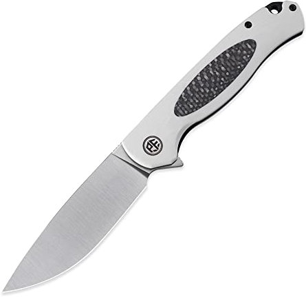 Petrified fish PFB03 Stamp Klappmesser, 3.58 D2 Satin Klinge Micarta Griff, Mit Kugellager EDC Taschenmesser (White Satin)