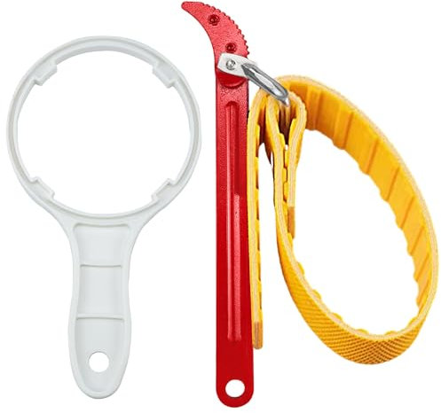 FAELNK Ölfilterschlüssel Verstellbar Bandschlüssel 2 Stücke Ölfilter Schlüssel Multifunktionale Gurtzange Gummi Rohrzange für Sanitär, Ölfilter, Glasöffner, Duschköpfe