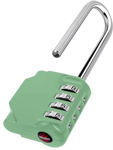 KAWAHA CL21KG - Vorhängeschloss mit 2,6 Zoll langem Bügel, 4-stelliges Zahlenschloss-Set, eigene Kombination für Schließfachschloss von Fitnessstudio und Schule,