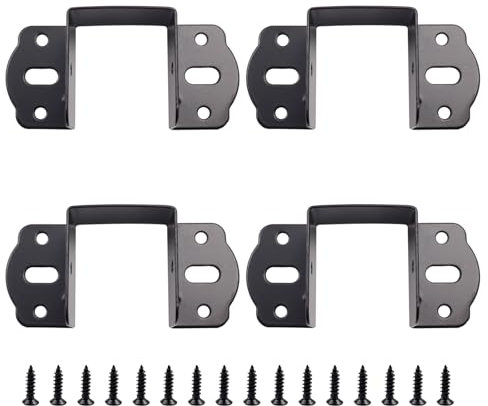 Pastlla Bettscharnier aus Metall, Bettstütze, Ecke, Möbel, Festbett-Hardware, Zubehör, 40 mm, quadratische Halterung, schwarz, 4 Stück