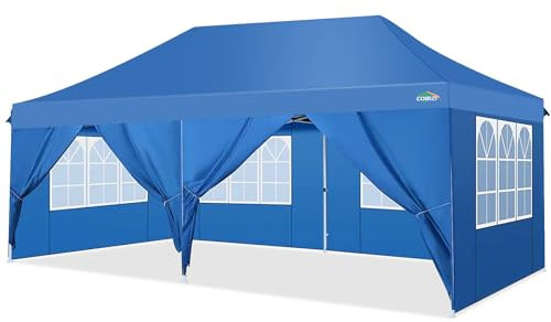 COBIZI 3x6 Pavillon,Faltpavillon 3x6 Wasserdicht Stabil mit 6 Seitenwänden, Upgrade-Hochdach und Tragetasche, Outdoor Pop Up Gartenpavillon Partyzelt für Garten, Party, Festival, Hochzeit, UV50+