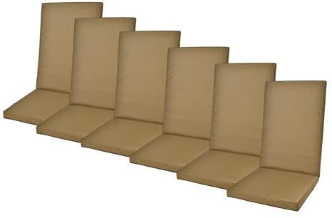 Rattanland® Gartenstuhlauflagen Hochlehner - Stuhlkissen Set - Wasserdichter Stoff - Sitzauflagen Hochlehner, Auflagen für Gartenmöbel, Hochlehner Auflagen, Sitzkissen für Gartenstühle (6, Braun)