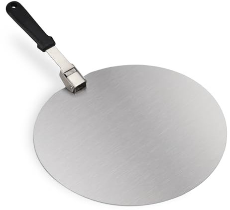 SNOMEL Stainless Steel Pizza Peel 12 Inch with Folding Handle, Round Metal Pizza Spatula Paddle Foldable, Easy Storage Pizza Shovel for Oven Accessories Baking Dough Bread Pastry