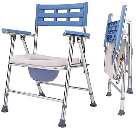 KOHARA Tragbare klappbare Toilette, tragbarer Toilettensitz, Transportstuhl für die Toilette, höhenverstellbar, extra breiter Toilettenstuhl, Toilettenstuhl