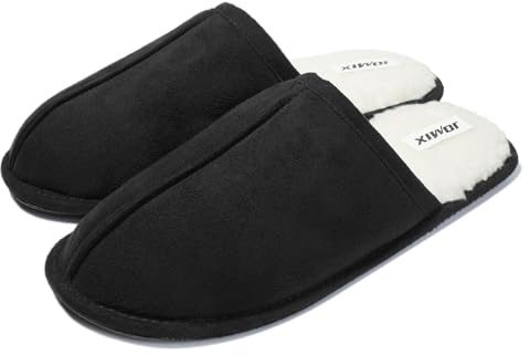 JOMIX Pantofole Uomo Invernali Ciabatte Peluche Calde da Casa Mule con Fodera in Pelliccia Sintetica Morbida Suola Gomma Antiscivolo Silenziosa Effetto Camoscio Comode e Leggere MU2432 Nero 43/44