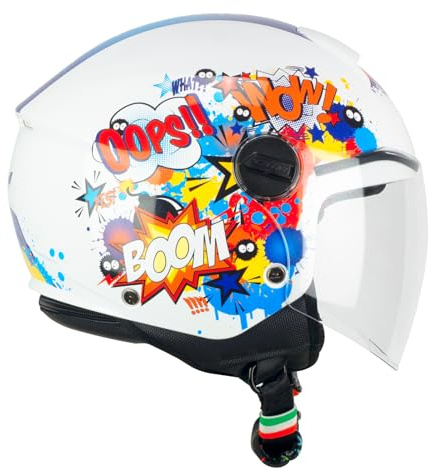CGM Casco Abierto Young, 261G Mini Comics, Azul y Blanco, YS (48 cm)