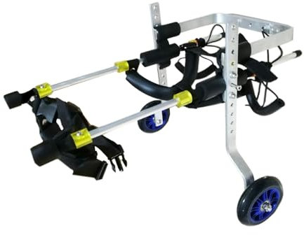 ZONABSQQ 2-Rad-Hunderollstuhl, Aluminium, Verstellbarer Hundewagen, Tiersportrad, geeignet für Hinterbeine (Größe: mittlerer Hund-klein)