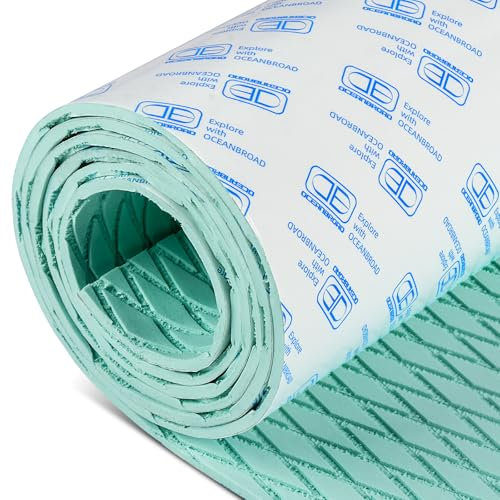OCEANBROAD Self-Adhesive 96''x16'' Boat Flooring Non-Slip Diamond Pattern Traction Pad EVA Foam Marine Grip Sheet for Boats Surfboard SUP Kayak Yacht, Mint Green
