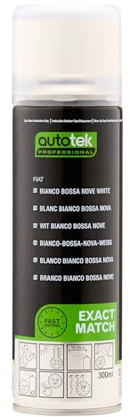 Autotek Professional Exact Match Car Spray Paint, Fiat Bianco Bossa Nove White Aerosol Spray, 300 ml