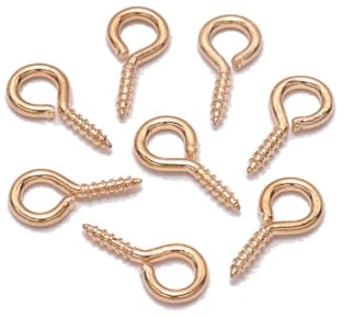 Wisafory 200 Stück Schraube Auge Stifte Schraubösen Selbstschneidende Mini Ösenschrauben Augenschraubenhaken Ringhaken für Holz Cork Top Flaschen DIY Schmuckherstellung KC Gold 5 * 10mm