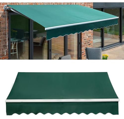 Ersatzstoff für den Außenbereich, Terrassenüberdachung, wasserdicht, Sonnenschutz, einziehbares Polyestermaterial (Grün, 6 x 4 m)