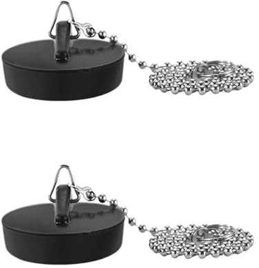 2 Pcs Drain Stopper Sink Plug, Universal Bath Plug with Stainless Steel Chain and S-Shaped Hook, Drain Stopper For Bathtub Sink Bathroom Kitchen Home(Size 40mm, Chain 40cm)
