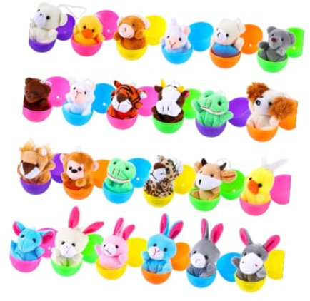 Sharplace 24Pcs Colorful Easter Eggs Easter Basket Stuffers with Plush Toys Easter Rabbits Easter Eggs Fillers for Children Adults Boys