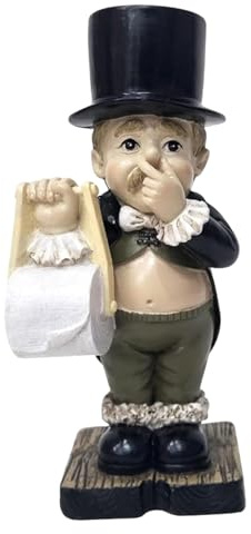 Porte-papier toilette unique, figurines de résine du majordome de toilette 6x3 garçon tenant la statue du majordome de nez avec plateau sculptures modernes décoration intérieure pour table de ta