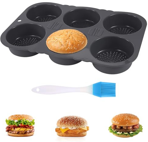 BigKing Molde para sándwiches de hamburguesa, molde para hamburguesas de silicona, molde redondo, -40/+230 °C resistente al calor, bandeja antiadherente para pan, sándwiches para hamburguesas y