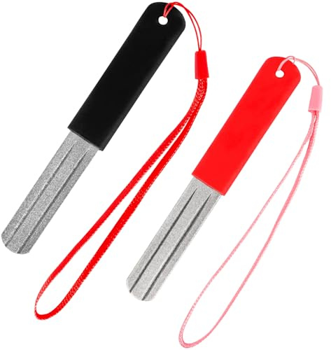 HaoHanEup V-Groove Dart Sharpener, 2Pcs Precision Double Sided Diamond Grinding File, Portable Hook Sharpener With Handle, Compact Slim Design, Rapid Sharpening Tool for Reduced Bounce Outs