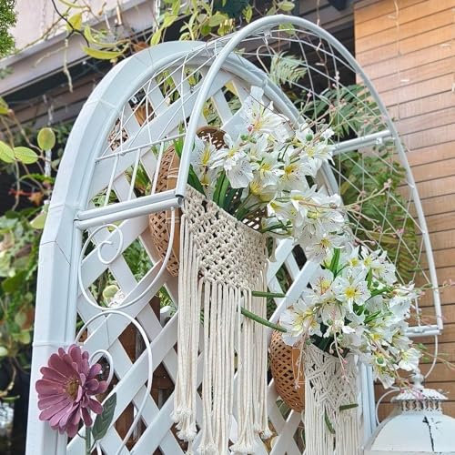 Rankhilfe Halbbogen, Gartenbogen, Halbrund Torbogen für die Wandmontage, Metall Rosenbogen für Kletterpflanzen Pergola für Fenster Türen Eingänge Dekorativ(White,105cm)