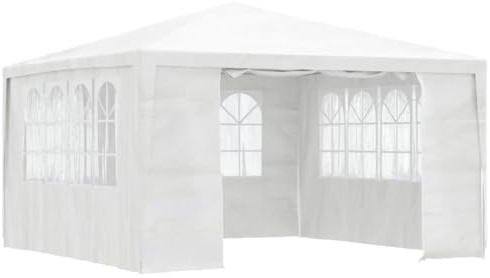 Myheimly Profi Partyzelt mit Seitenwänden UV-beständig Wasserbeständig Pavillon Festzelt Gartenpavillon Gartenzelt Garten Bierzelt Weiß,4 x 4 m