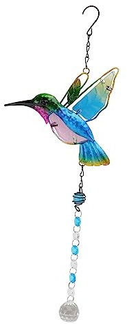 Décoration Suspendue Réfléchissante pour Oiseaux, Fer et Verre Bleu