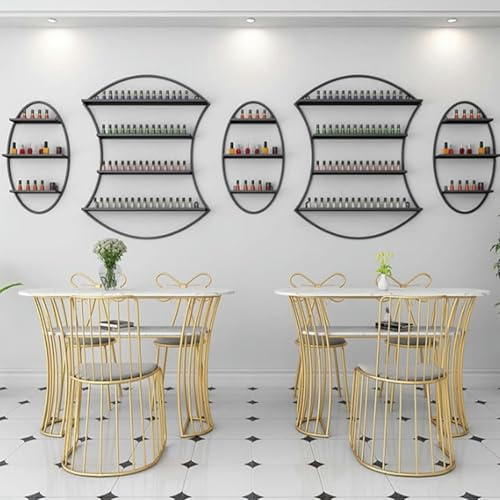 WTLONBF Wandmontiertes Nagellack-Präsentationsregal aus Metall, Kombinationsregal für Nagelstudios aus Eisen zur Wandmontage für Nagelstudios (Schwarz, G)