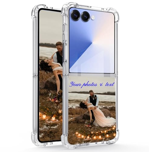 FortiCase Personalised Phone Case for Samsung Galaxy Z Flip 7 6 5 4 3,Transparent Silicone Cases,Design Your Own Photo Image,Text Phone Case,Personalised Cover -WXH