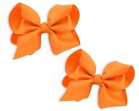 2 Pcs Orange Hair Bow Clips,Hair Bows for Women,Cute Orange Bow With Clips For Girls,Hair Accessories for Kindergarten,Unisex Children Christmas Valentines Day Easter Decorative Hairbows
