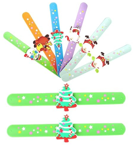 BESPORTBLE 8 Stück Teiliges Weihnachts Silikon Slap Armband Robuste Langlebige Weihnachtsarmbänder für Erwachsene und Einfach Anzulegende Farbenfrohe Party Geschenkidee