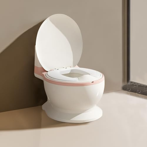 Potty für Kleinkinder - Töpfchen für Kinder - Realistische Kindertoilette mit Spühlgeräusch, Toilettensitz Kinder - Kindertöpfchen Baby (Rosa)