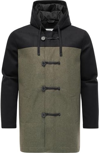 Ragwear herr väderbeständig ventilerande vinter kort kappa varm lång vinterjacka dufflecoat med justerbar huva Dorvan YOUMODO S-XXL, Mörk oliv, XL